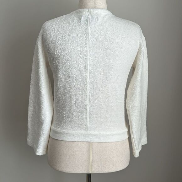 Madewell Texture & Thread Wrap Boucle Top in Bright Ivory Size S - Picture 3 of 11